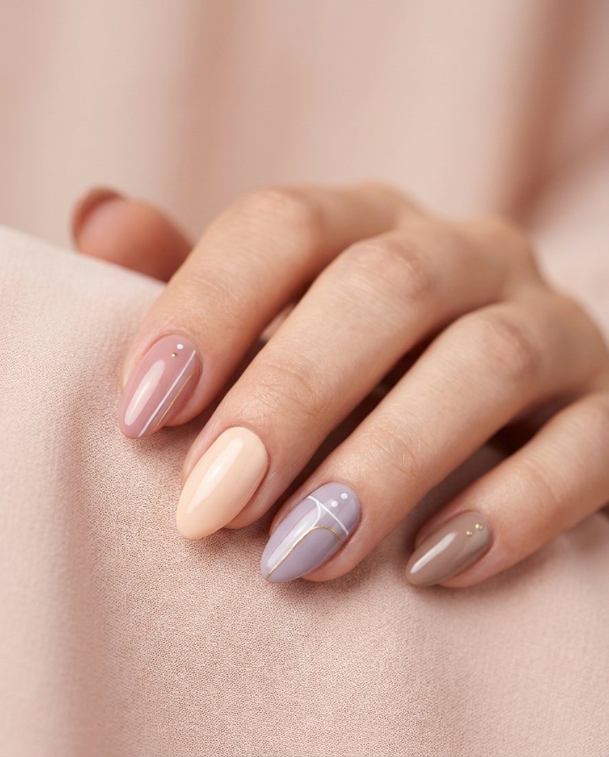 Kleurrijke gellak-set met fijne nailart